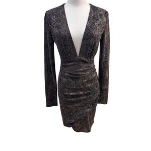 EUC Alice + Olivia Women's Long Sleeve Snake Print Wrap Dress Size S